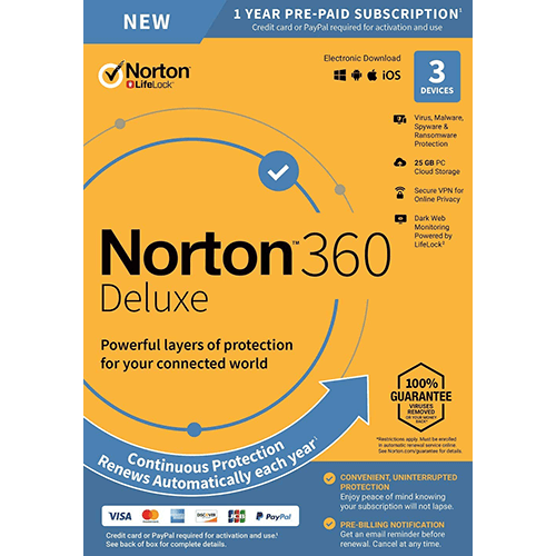 Norton 360 Deluxe (1 Year / 3 Device) [Download]